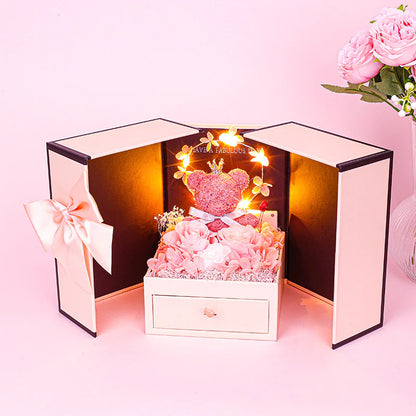 Little Bear Preserved Fresh Flower Gift Box – A Heartwarming Valentine’s Day Surprise